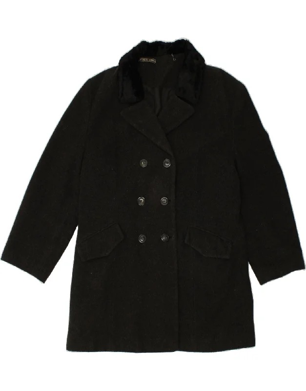 ST. BERNARD Womens Double Breasted Coat UK 16 Large  Black Wool Drape Front Waterfall Coat