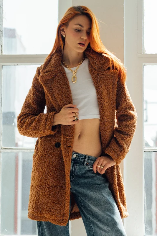 The Teddy Coat - Chestnut Button-Up Cardigan Coat