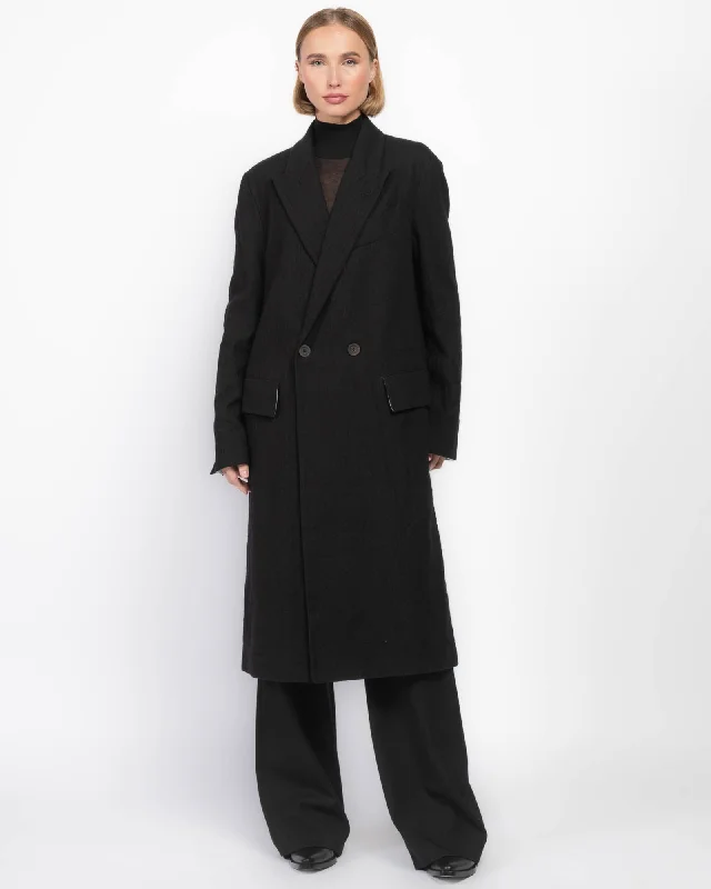 Double Breasted Long Coat A-Line Swing Coat