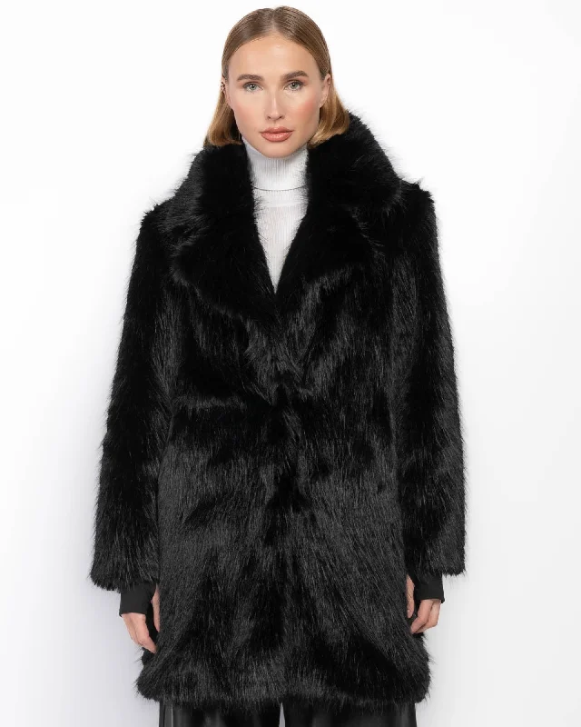 Faux Fur Mid Coat Structured Wool Blazer