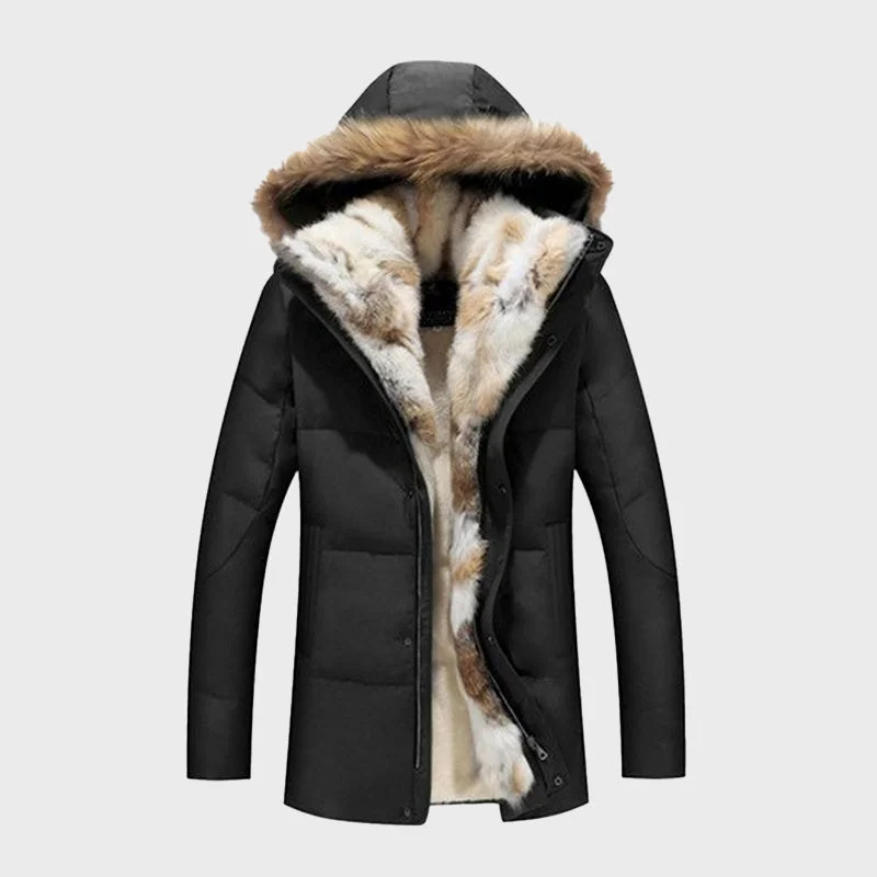 Women's Fur Hooded Warm Duck Feather Coat Double-Layered Poncho