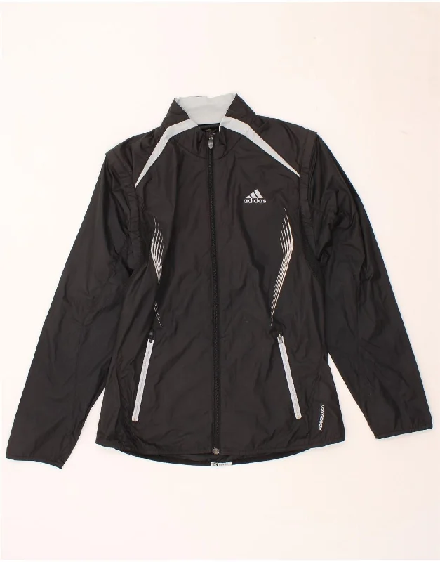 ADIDAS Womens Clima 365 Tracksuit Top Jacket UK 16 Large Black Polyester Snapped Jacket Toggled Jacket Drawstring Jacket