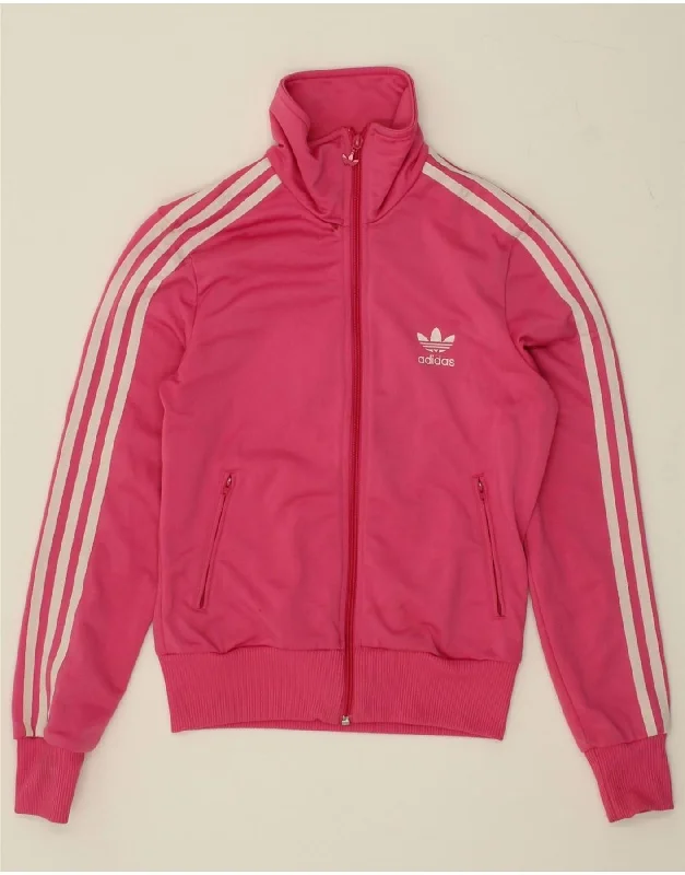 ADIDAS Womens Graphic Tracksuit Top Jacket EU 36 Small Pink Polyester Nylon Fabric Polyester Fabric Spandex Fabric