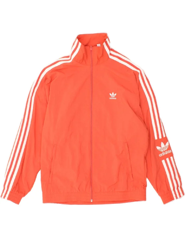 ADIDAS Womens Oversized Graphic Tracksuit Top Jacket UK 10 Small Orange Rayon Fabric Velvet Fabric Corduroy Fabric