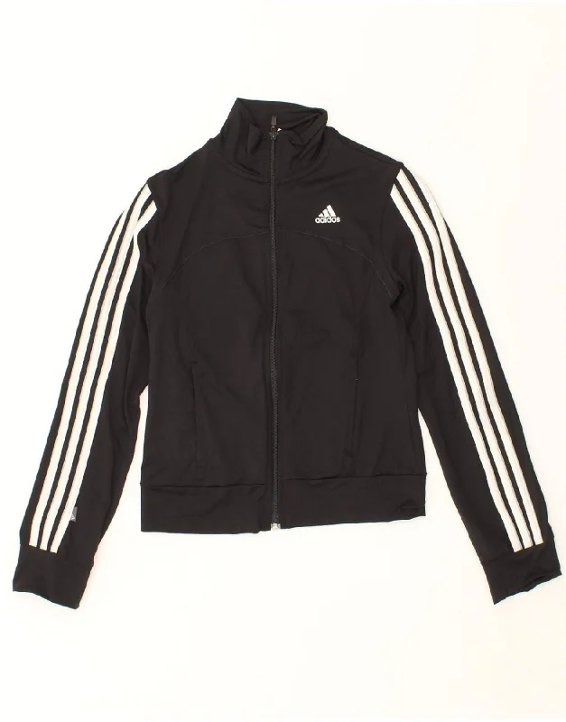 ADIDAS Womens Tracksuit Top Jacket UK 10 Small Black Polyamide Jacket Blazer Coat