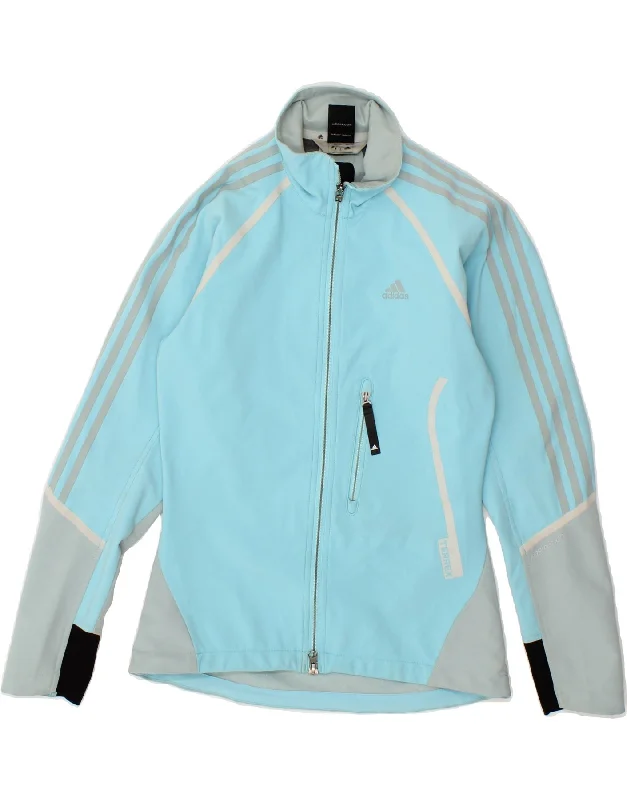 ADIDAS Womens Tracksuit Top Jacket UK 10 Small Blue Colourblock Nylon Rayon Fabric Velvet Fabric Corduroy Fabric