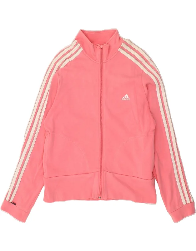 ADIDAS Womens Tracksuit Top Jacket UK 16 Large  Pink Cotton Insulated Jacket Fitted Jacket Loose Jacket