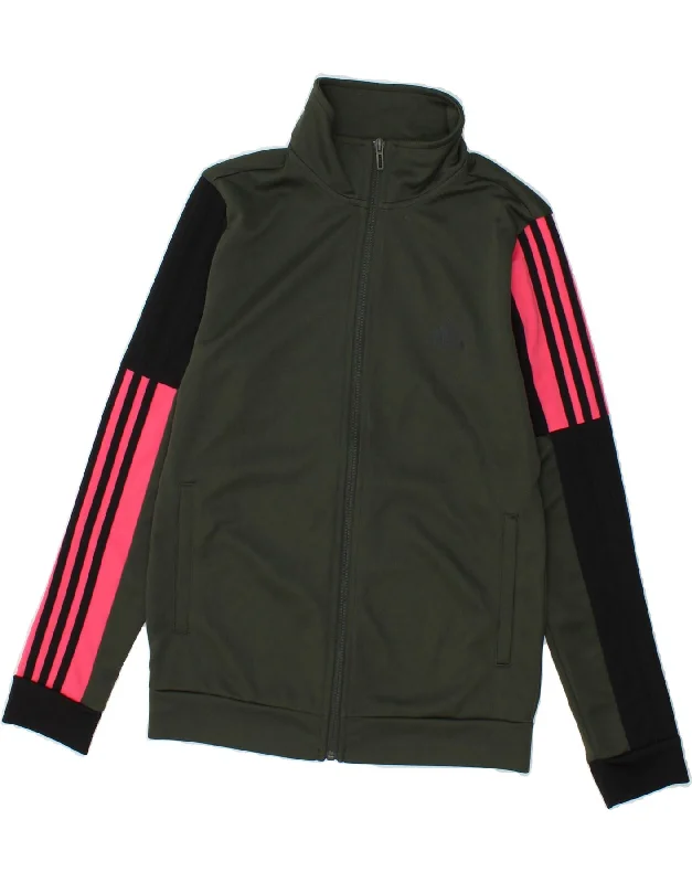 ADIDAS Womens Tracksuit Top Jacket UK 8/10 Small Green Colourblock Tailored Jacket Straight Jacket A-Line Jacket