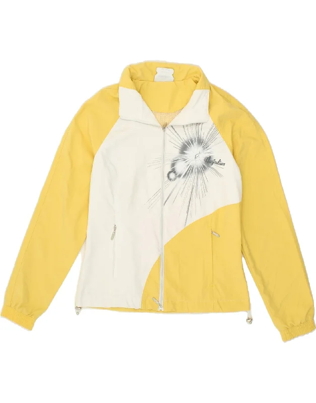 AUSTRALIAN L'ALPINA Womens Graphic Tracksuit Top Jacket IT 40 Small Yellow Wool Jacket Cashmere Jacket Tweed Jacket