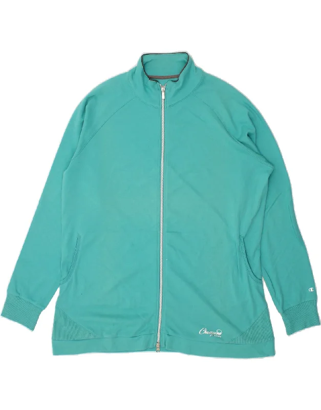 CHAMPION Womens Easy Fit Tracksuit Top Jacket UK 22 3XL Turquoise Cotton Welt Pockets Slit Pockets Flap Pockets