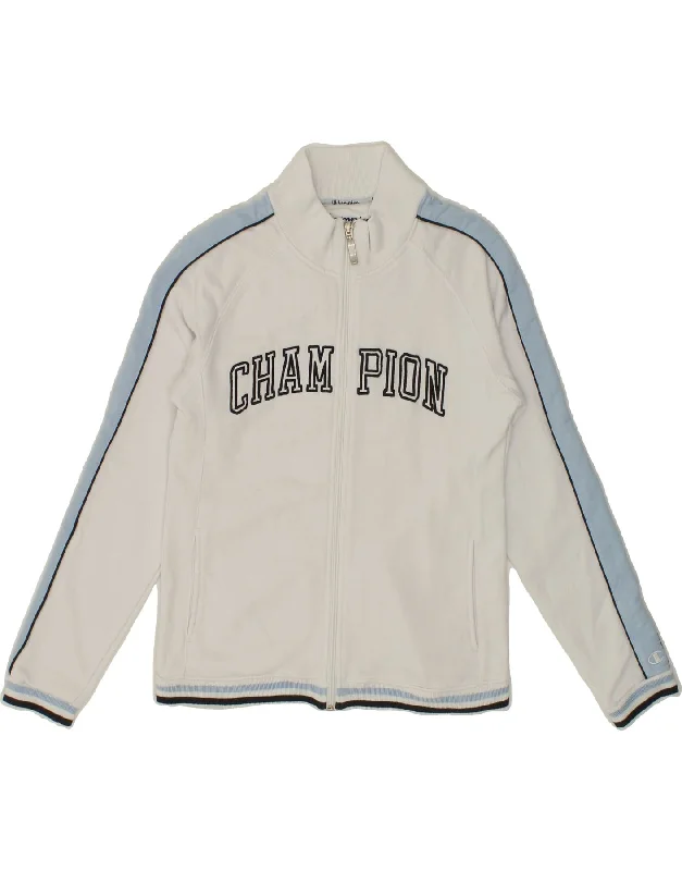 CHAMPION Womens Graphic Tracksuit Top Jacket UK 12 Medium White Cotton Cotton Jacket Linen Jacket Terry Jacket