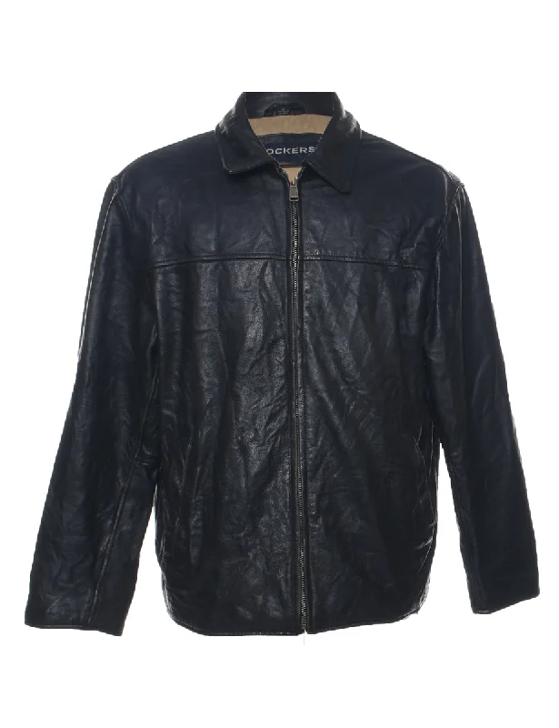 Dockers Leather Jacket - M Snapped Jacket Toggled Jacket Drawstring Jacket