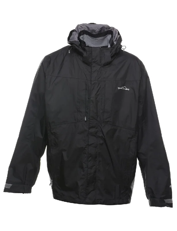 Eddie Bauer Black Mountaineering Nylon Jacket - XL Notch Collar Jacket Peter Pan Collar Jacket Cowl Neck Jacket