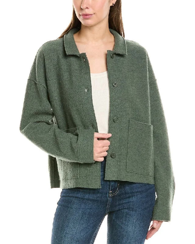 EILEEN FISHER Classic Collar Wool Jacket Jersey Jacket Tulle Jacket Batik Jacket