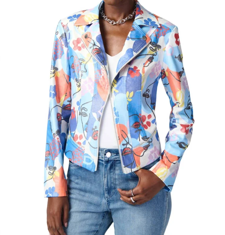 Floral Print Jacket In Multi Hoodie Zip-Up Jacket Button-Up Jacket