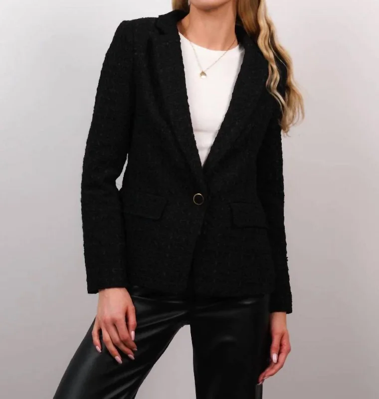 Georgia Tweed Jacket In Black Tiered Jacket Buttoned Jacket Zippered Jacket