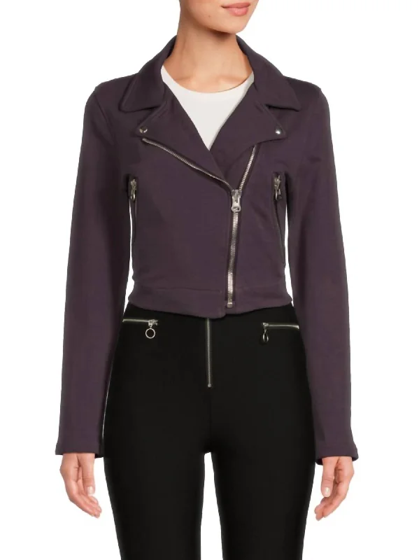 James Perfecto Jacket In Deep Purple Tiered Jacket Buttoned Jacket Zippered Jacket