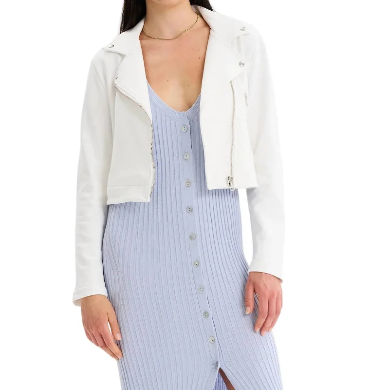 James Perfecto Jacket In White Snapped Jacket Toggled Jacket Drawstring Jacket