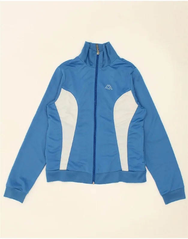 KAPPA Womens Tracksuit Top Jacket IT 36 XS Blue Colourblock Knit Fabric Woven Fabric Fleece Fabric