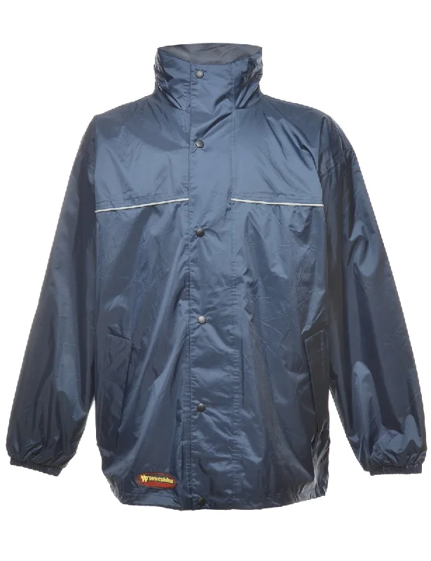 Popper Front Nylon Jacket - M Snapped Jacket Toggled Jacket Drawstring Jacket