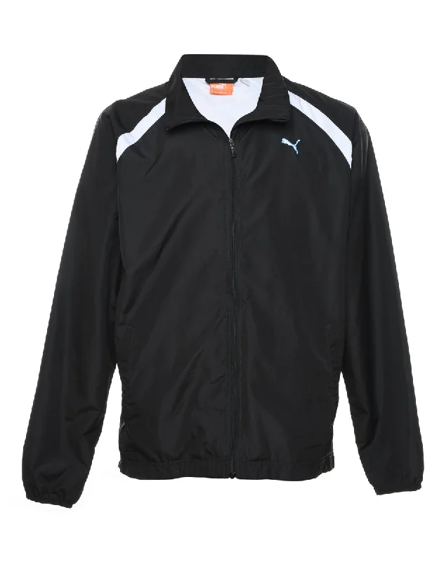 Puma Black Classic Zip-Front Jacket - M Chenille Jacket Brocade Jacket Lace Jacket