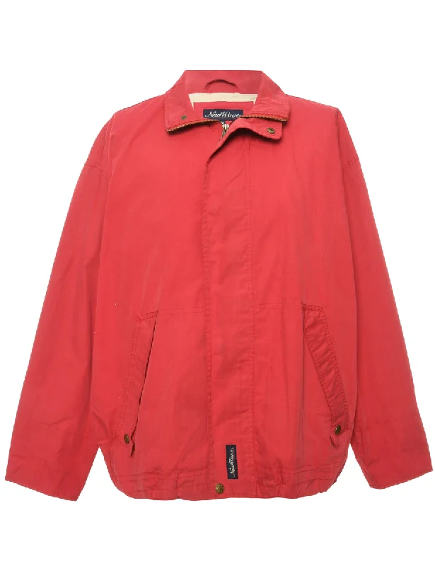 Red Harrington Jacket - L V-Neck Jacket Boat Neck Jacket Square Neck Jacket