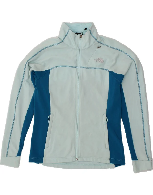 THE NORTH FACE Womens Tracksuit Top Jacket UK 14 Medium Blue Colourblock Zip Front Button Front Snap Front