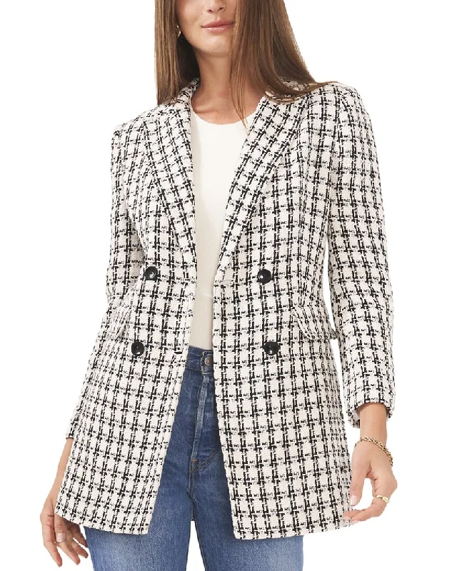 Vince Camuto Double-Breasted Longline Jacket Wool Fabric Cashmere Fabric Tweed Fabric