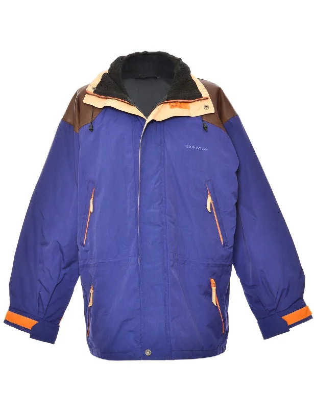 Zip-Front Purple & Brown Leather Panel Ski Jacket - XL Anorak Shell Jacket Lightweight Jacket