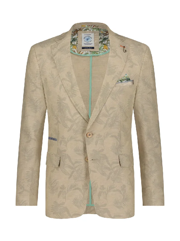 A Fish Named Fred - Leafy Linen Blazer - Sand Women's Handmade Blazer