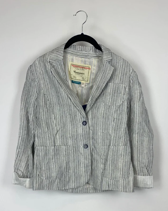 Navy Striped Blazer - Size 2 Women's Premium Blazer