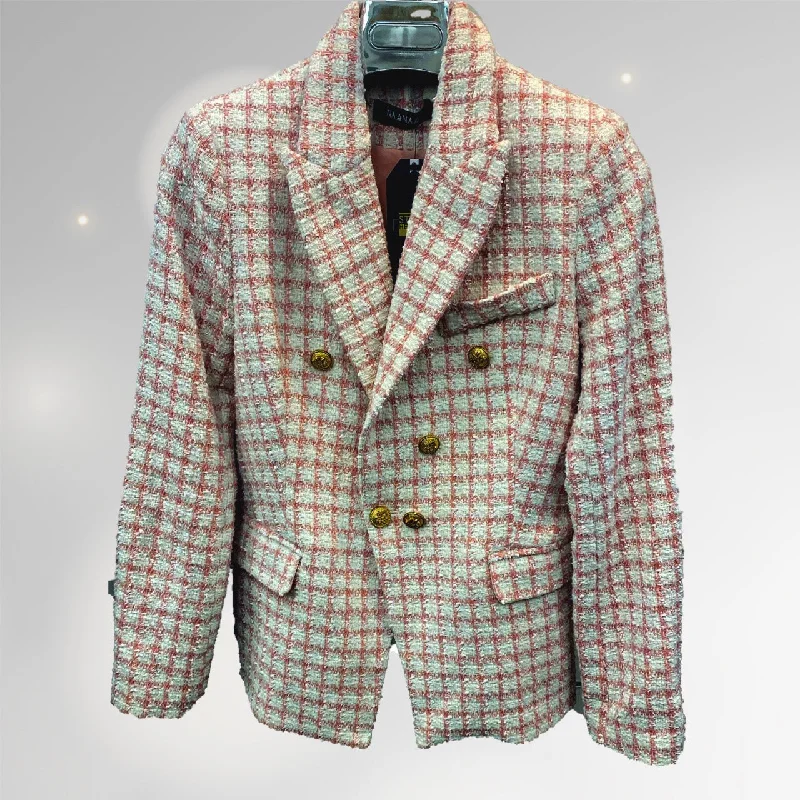 Clara soft pink and creme tweed blazer Women's Premium Blazer