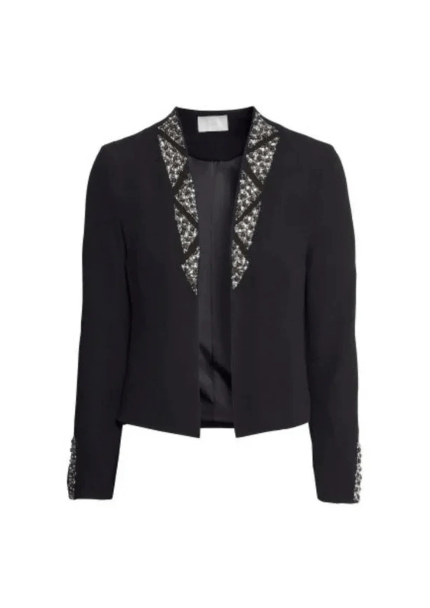 BLACK BEADED OPEN BLAZER Women's Short Blazer