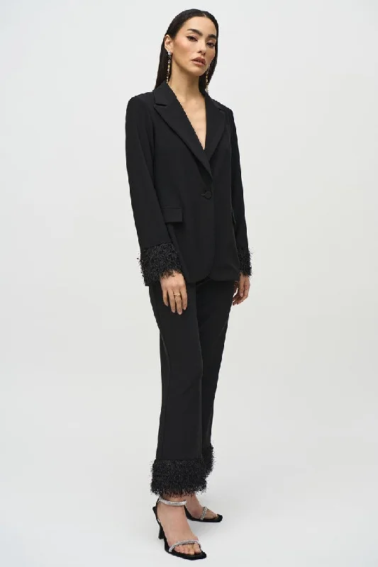 Blazer with Feather Cuff - Black Women's Premium Blazer