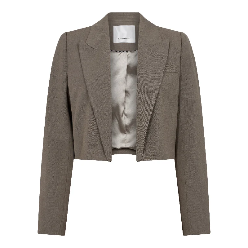 Cocouture - VidaCC Crop Blazer - Valnød Linen Women's Suit