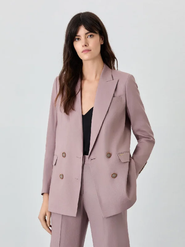 Double-Breasted Suit Blazer In Viscose Linen Blend Women's Vintage Suit