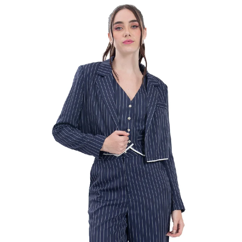 SACO PARA MUJER FANCY STRIPES BLAZER FOREVER 21 High-End Women's Suit