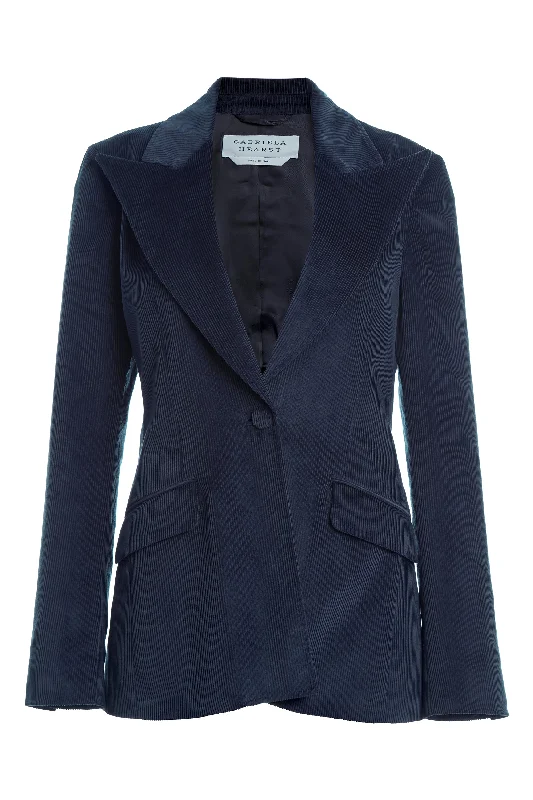 Leiva Blazer in Dark Navy Sea Island Cotton Corduroy Women's Trendy Jacket