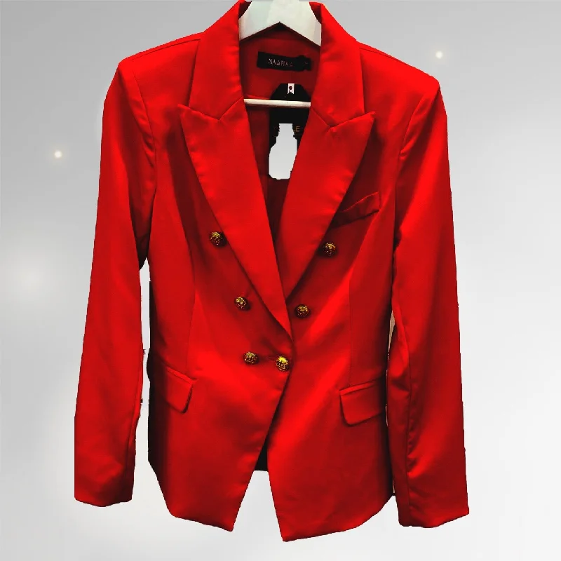 Margot RED button up long-sleeve blazer Women's Luxurious Jacket