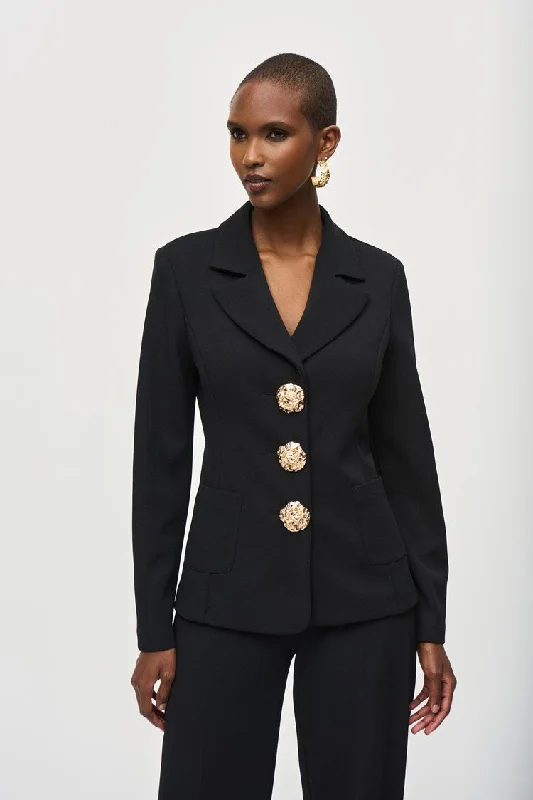 Scuba Crepe Fitted Blazer - Black Women's Vintage Suit