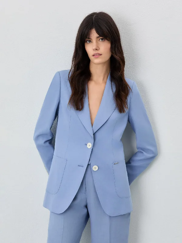 Single-Breasted Suit Blazer In Tencel Linen Blend Women's Fashion Blazer