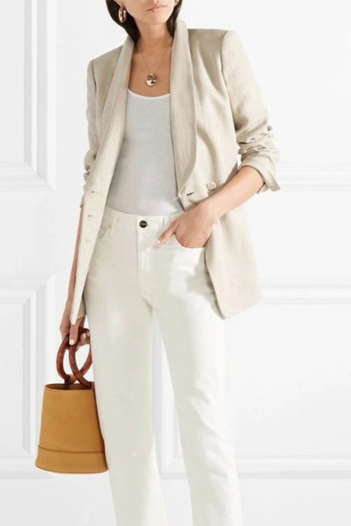 Women Off-White Linen Blazer Beautiful Women Linen Blazer Perfect For Office Wear Party Wear & Outdoor Events that Comfort and Elegance Look New Women's Blazer