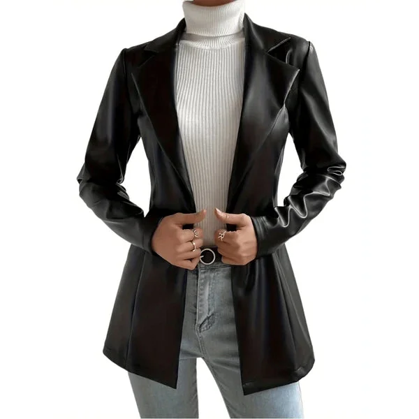 Women’s Sleek Black Lambskin Leather Blazer WB11 Women's Premium Blazer