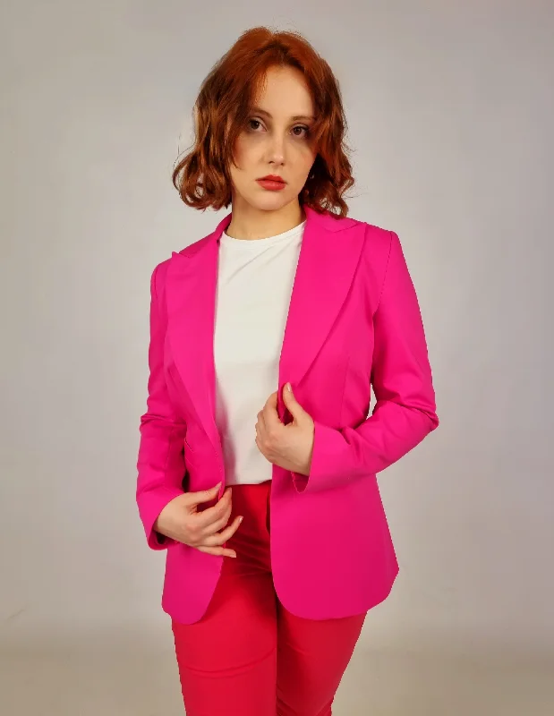 Access Neon Pink Longline Tailored Blazer Women's Unique Blazer