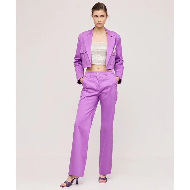 Access Fashion Violet Cropped Blazer Gabardine Milan Custom Blazer