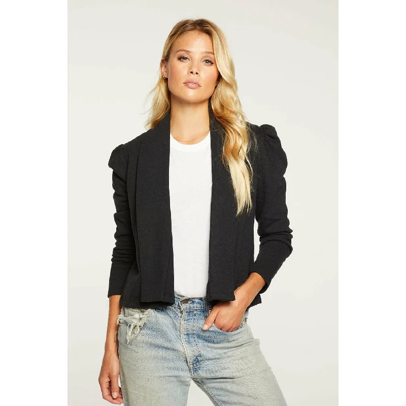 Cashmere Fleece Cropped Puff Sleeve Blazer Women's Long Blazer