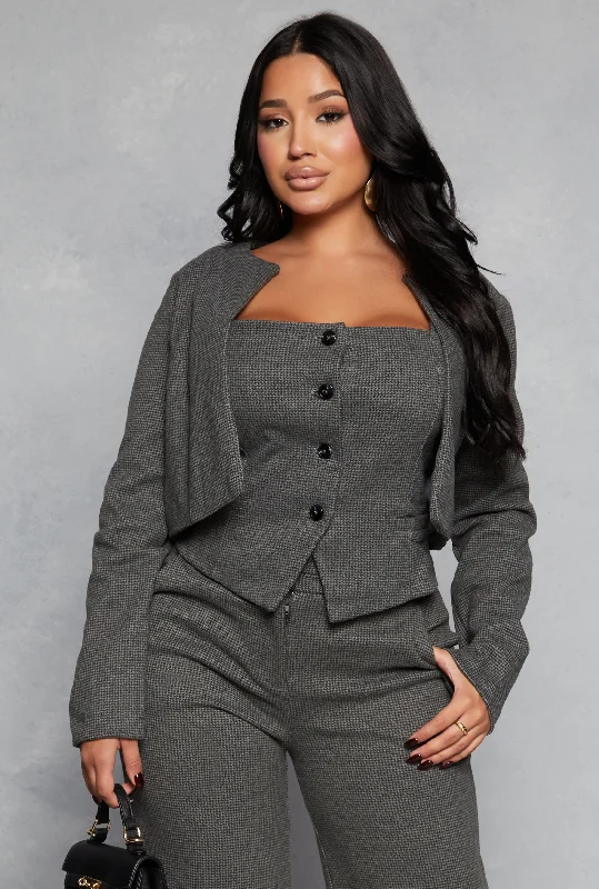 Iris Houndstooth Cropped Blazer Women's Luxurious Suit