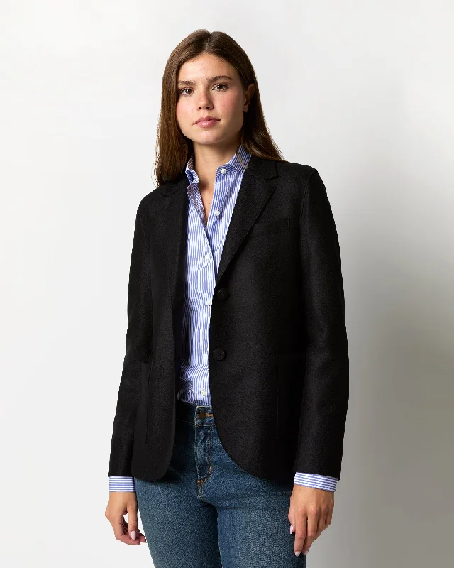 Stand Up Collar Blazer in Black Women's Trench Blazer