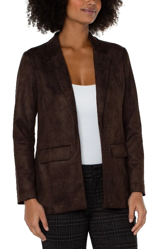 Liverpool Boyfriend Faux Suede Blazer (cedar brown broken geo) Women's Unique Blazer