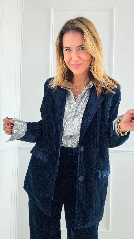 Midnight Velvet Blazer Cotton Blend Blazer